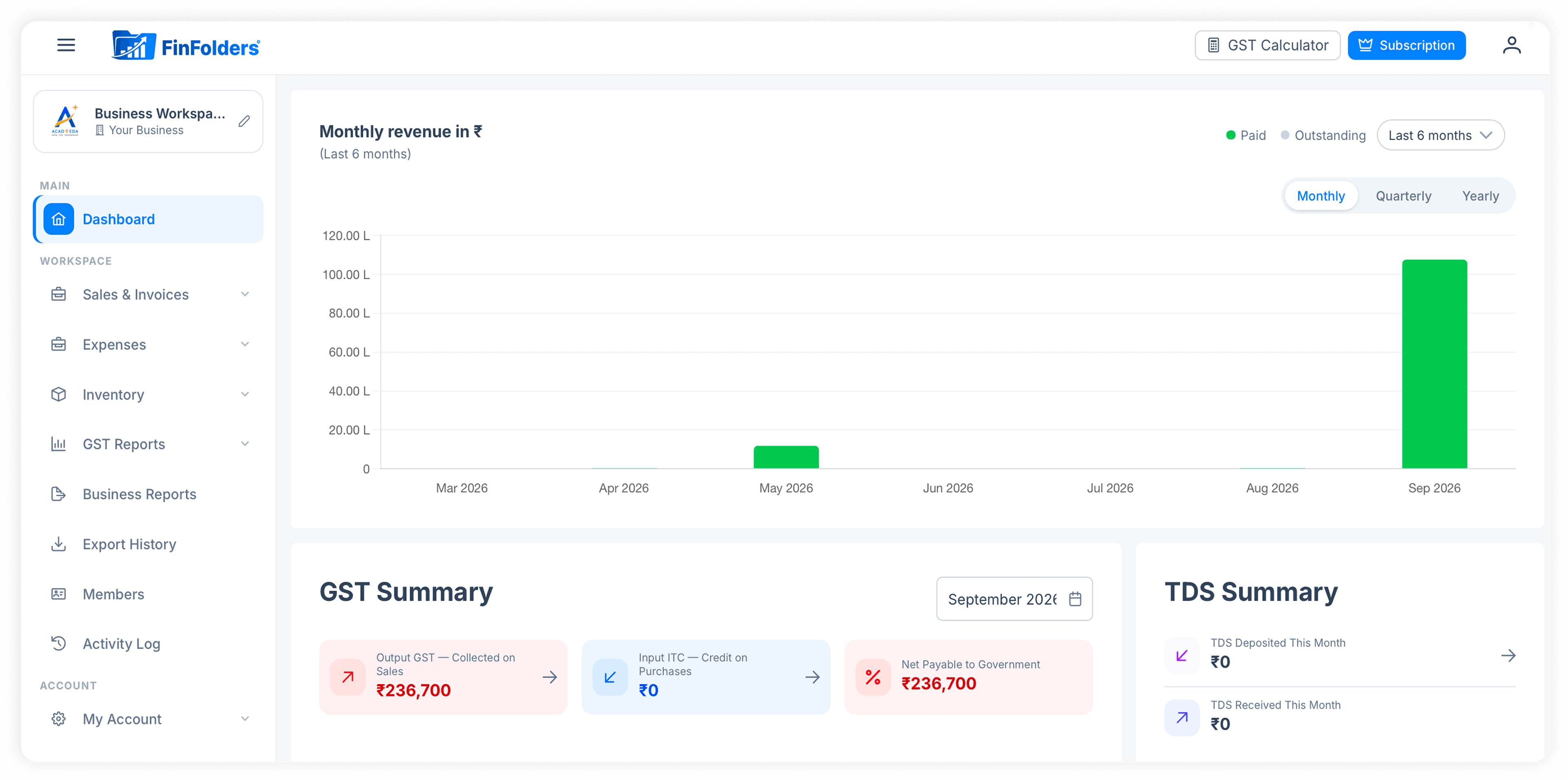 FinFolders web app dashboard